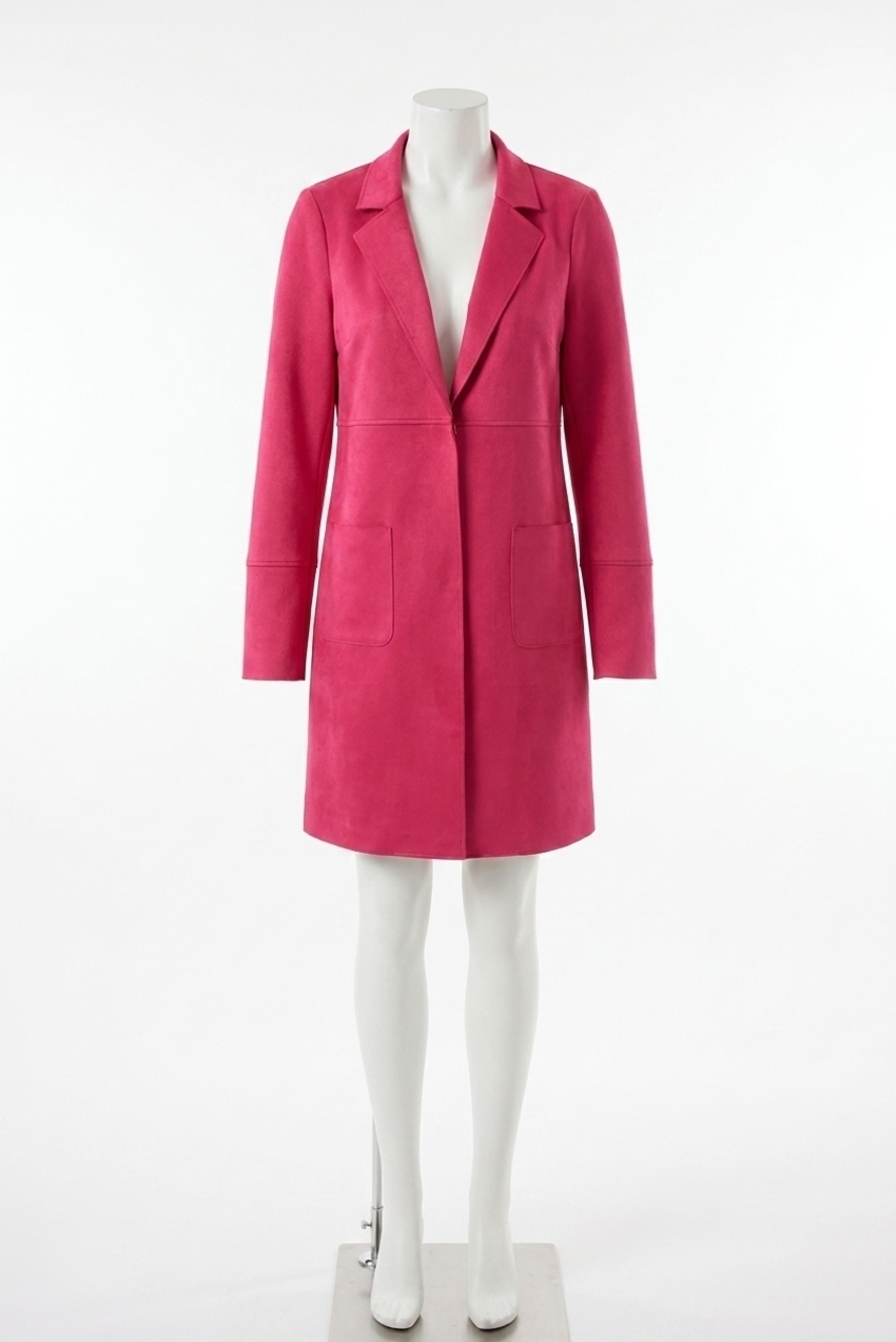 NEW JOSEPH RIBKOFF scuba suede straight jacket in geranium